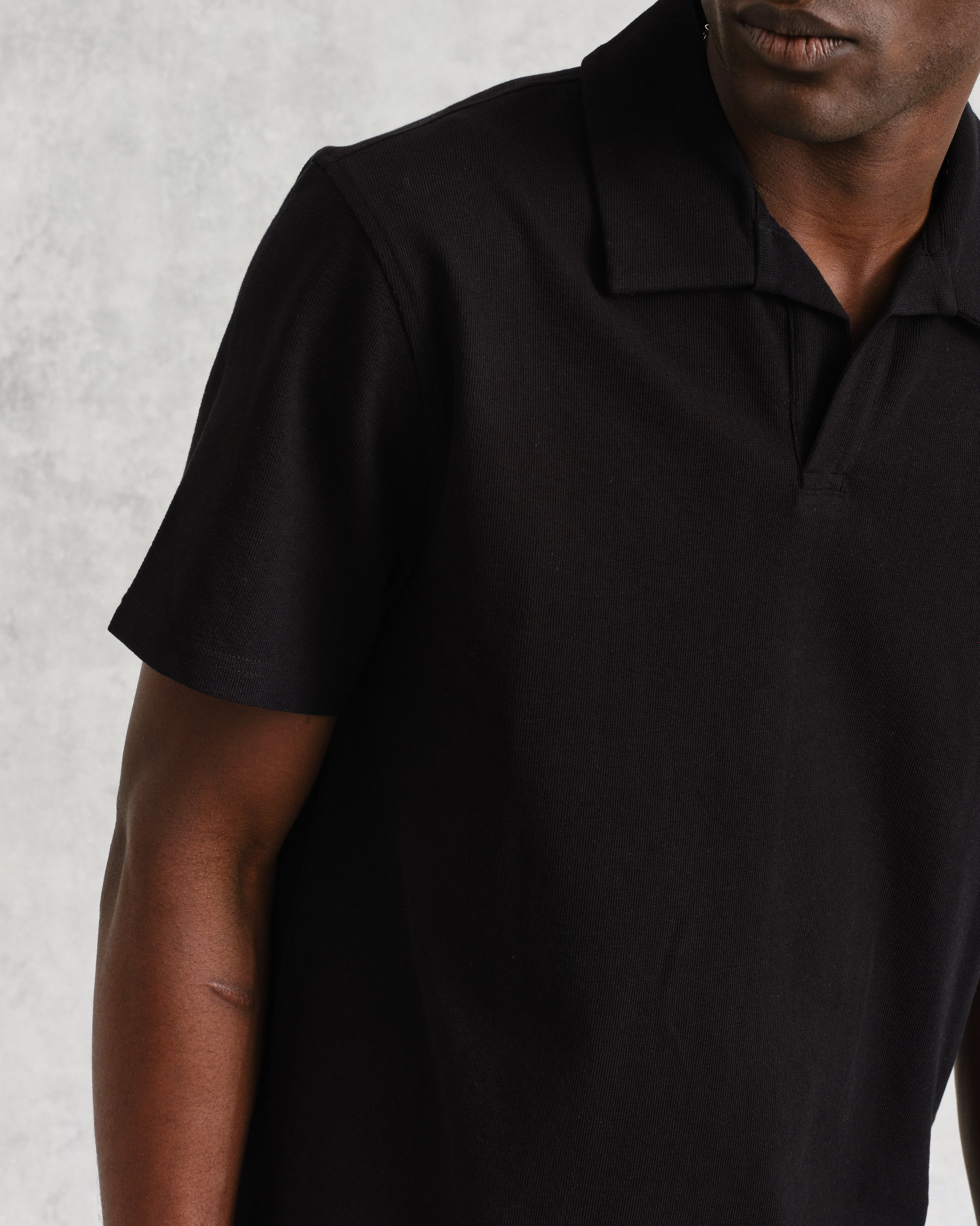 Atwood - Black Textured Organic Cotton Polo Shirt - Image 3