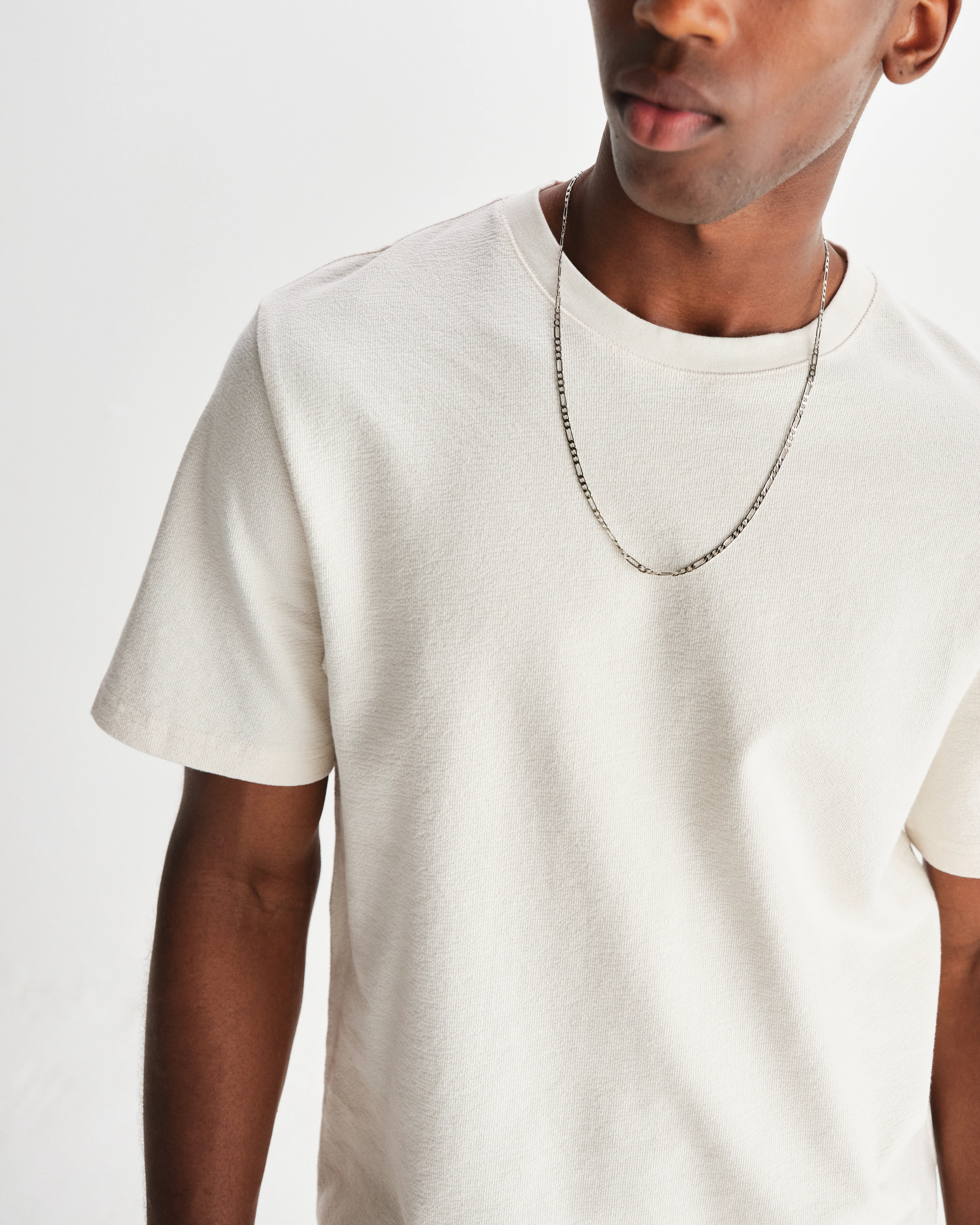 Dean - Ecru Textured Organic Cotton T-Shirt - Image 3
