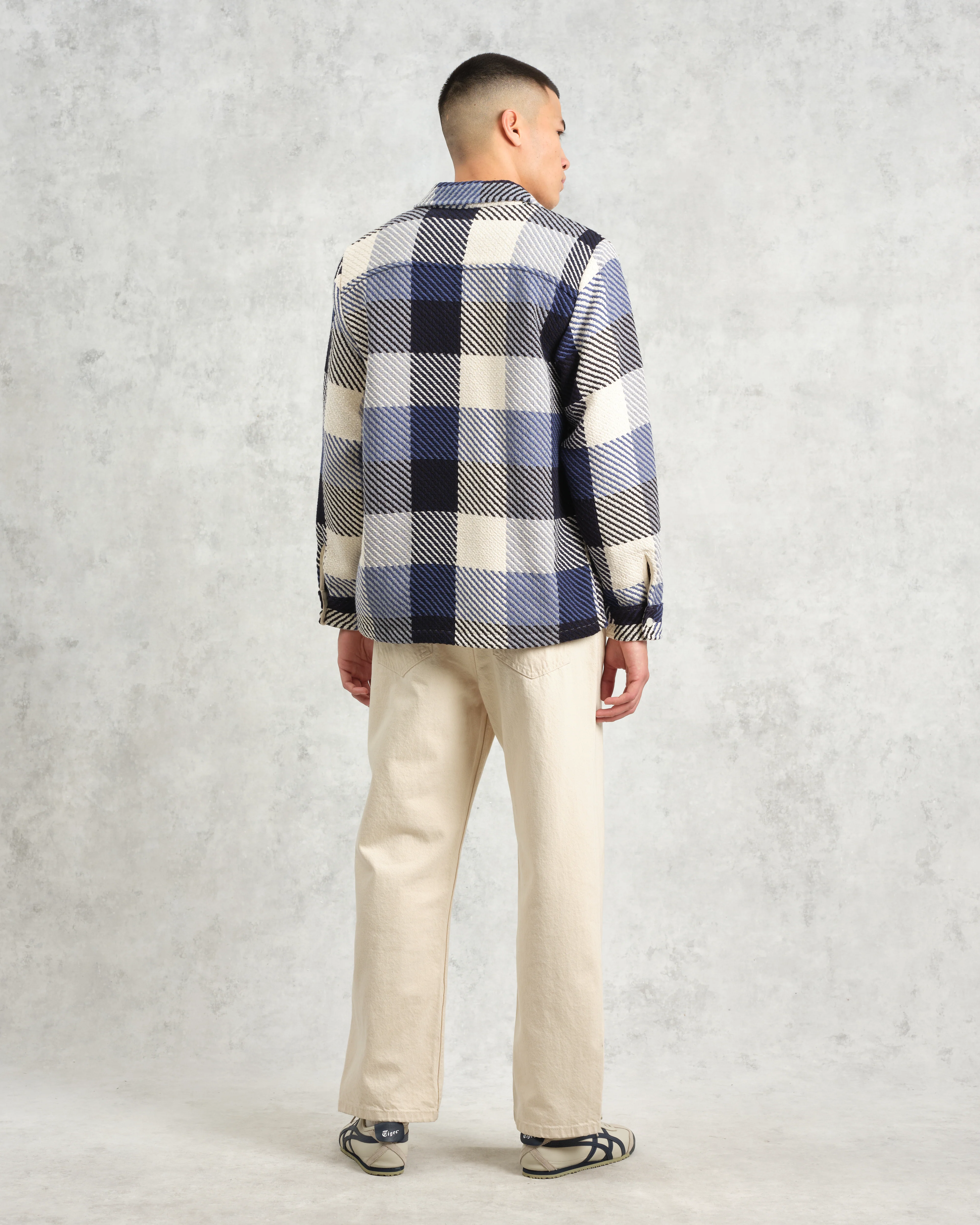 Whiting - Navy And Ecru Block Check Overshirt - Image 7